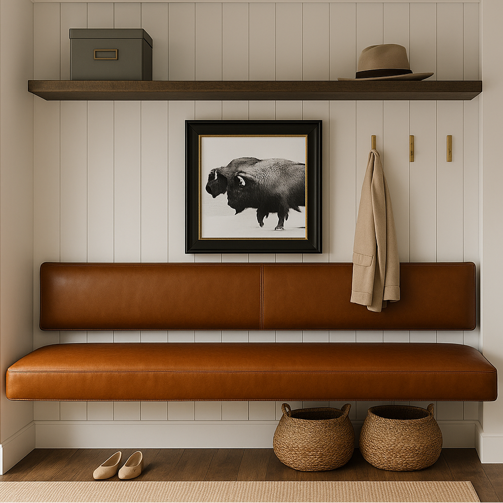 ER Custom | Floating Leather Bench for Kitchen Nook Seat Back (Wall-Mount)