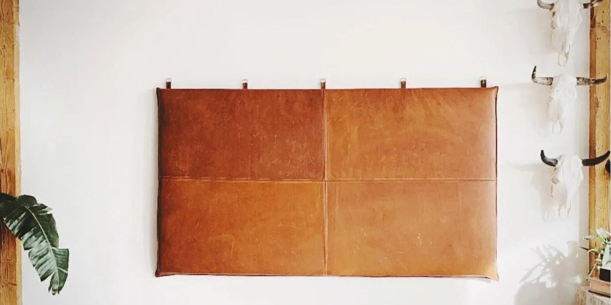 Whiskey Leather Hanging Headboard With Straps - King - H U N T E D F O X