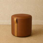 The Saddle Loop Ottoman — Whiskey Brown + Caramel Leather Whiskey + Tan