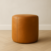 Genuine Leather Round Ottoman or Pouf | Multiple Colors & Sizes