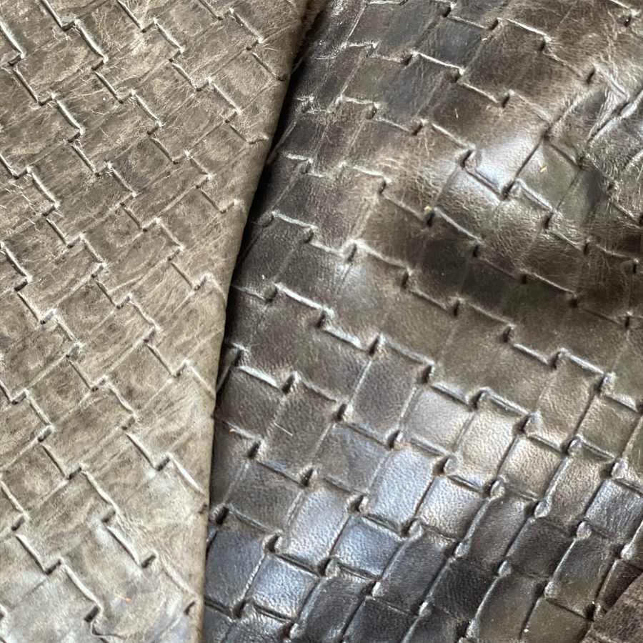 Premium Leather Samples – Headboards, Ottomans & Seating Woven | Charcoal